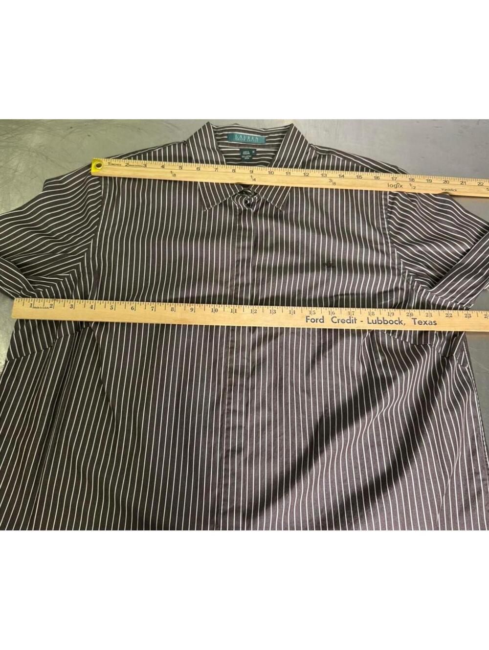 RALPH LAUREN WOMEN'S SHIRT LONG SLEEVE BUTTON DOWN 1X 100%COTTON PIN STRIPE NWOT - Picture 5 of 6